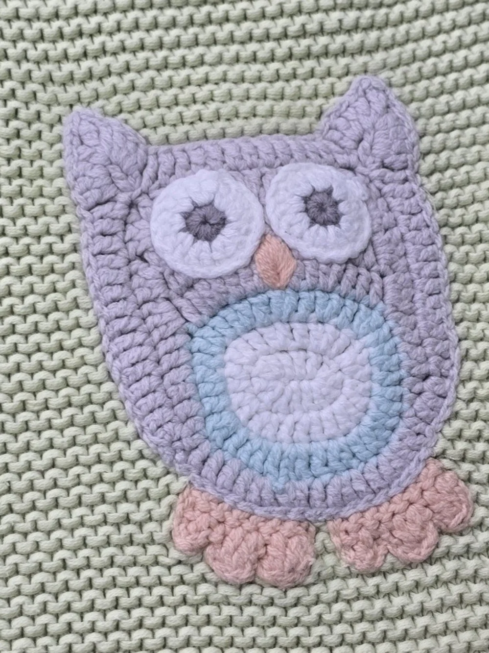 Koala Baby Owl Knit Baby Blanket Green Cotton Crochet Trim Nursery